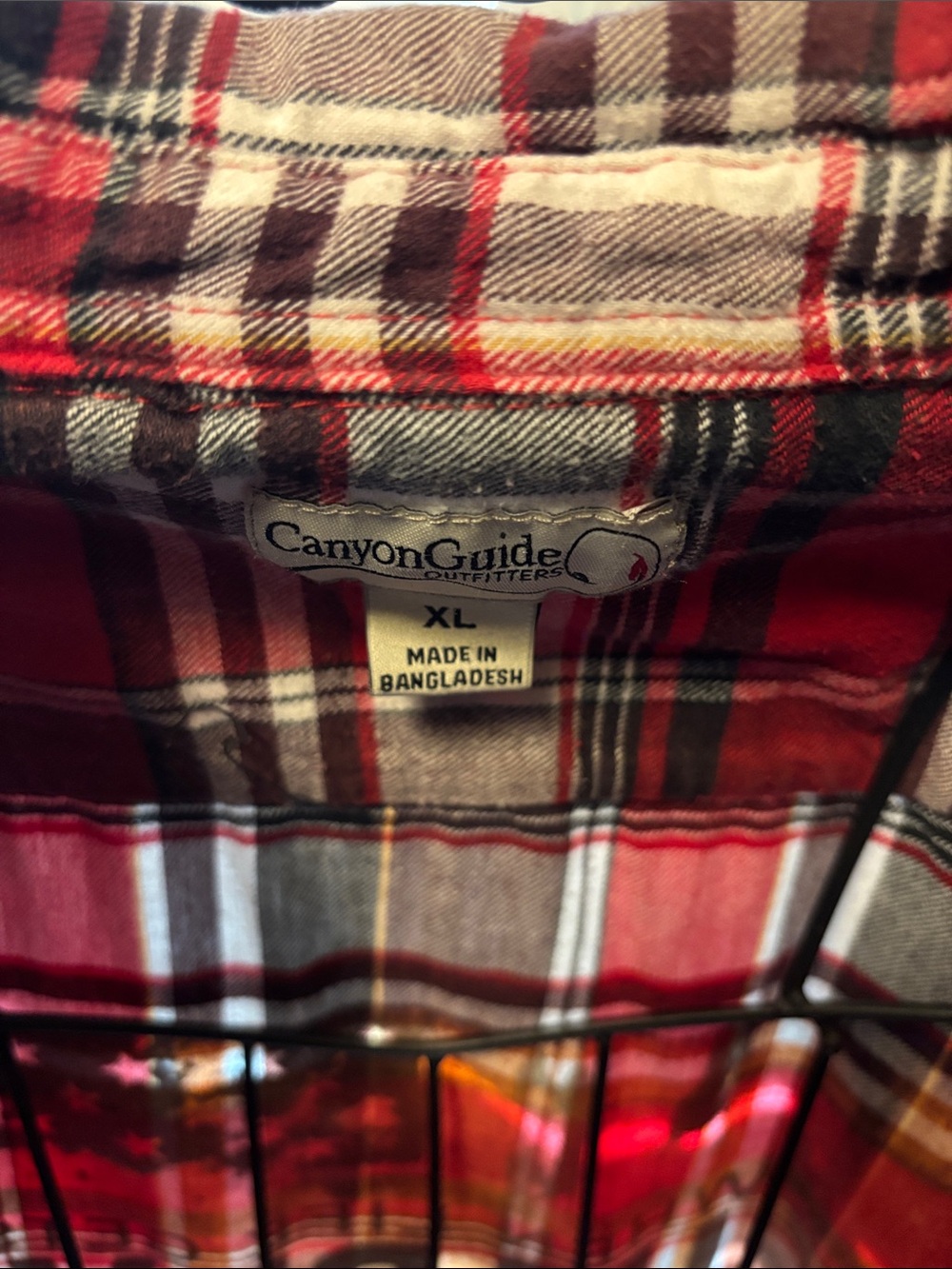 Handmade one of a kind flannel with Graphic Plaid Button-Up Shirt - Red Plaid - Picture 5 of 6